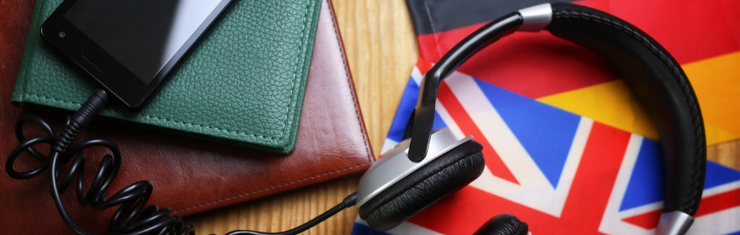 Headphones and British flag