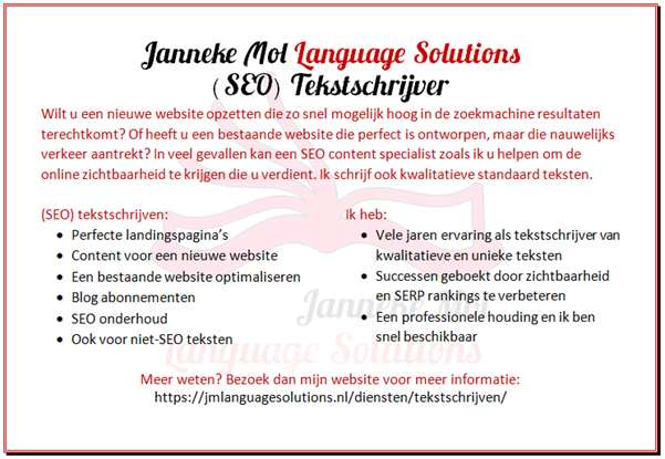 SEO tekstschrijver diensten | Janneke Mol Language Solutions